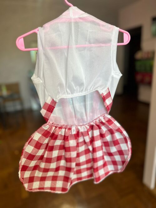 Vestido Xadrez Vermelho e Branco - Imagem 2